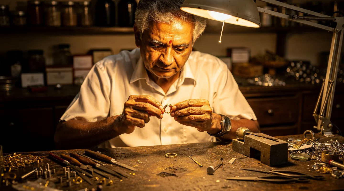 Our master goldsmith handcrafting a ring